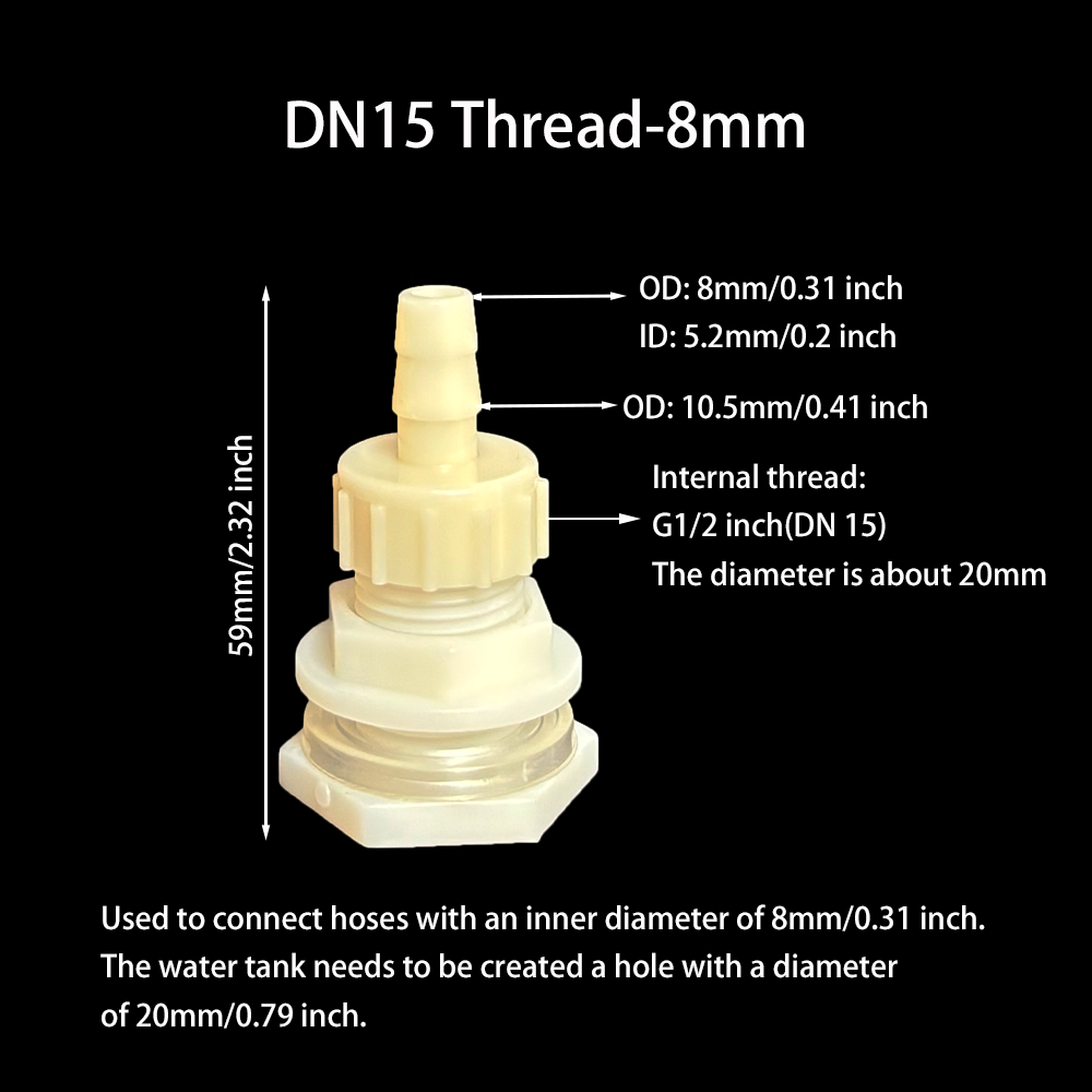 2Pcs Water Tank Hose Connector G1/2 inch DN15 Thread Outlet Plastic Poultry Pet Farming Pagoda Joint Coupling Irrigation: green