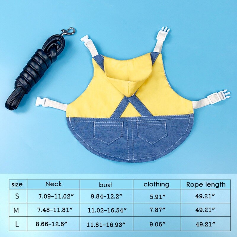 Ropa de conejo para mascotas, chaqueta vaquera, abrigo, arnés de Animal pequeño con correa, chaleco, bolsa, conjunto de sombrero para hámster, Hurón, conejo, suministro para mascotas pequeñas: C / L