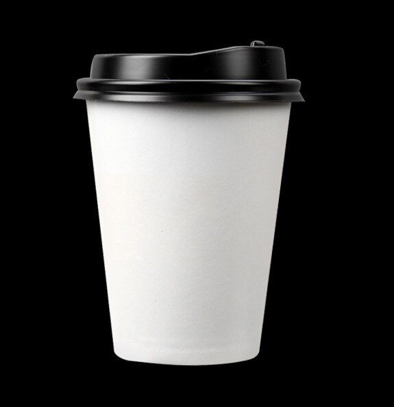 50 Pcs Wit Thicken Paper Cup Met Isolatie Kraftpapier Cup Mouwen Gunst Wegwerp Koffiekopjes Met deksels: cup and lid / 14oz 400ml 50pcs