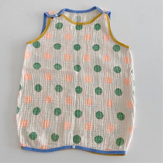 Zomer Koreaanse Baby Baby Slaapzakken Peuter Jongen Meisje Polk Dot Slapen Deken Katoen Bloemen Slaapzak Voor Babie: Pink green dots / 3T(100CM)