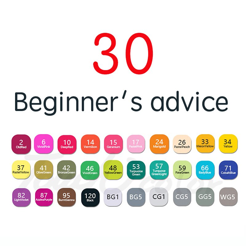 Negro de 30 colores arte conjunto de marcadores a base de Alcohol tinta rotulador para bocetos de la pluma para el artista dibujo Manga animación suministros: 30 beginner advice