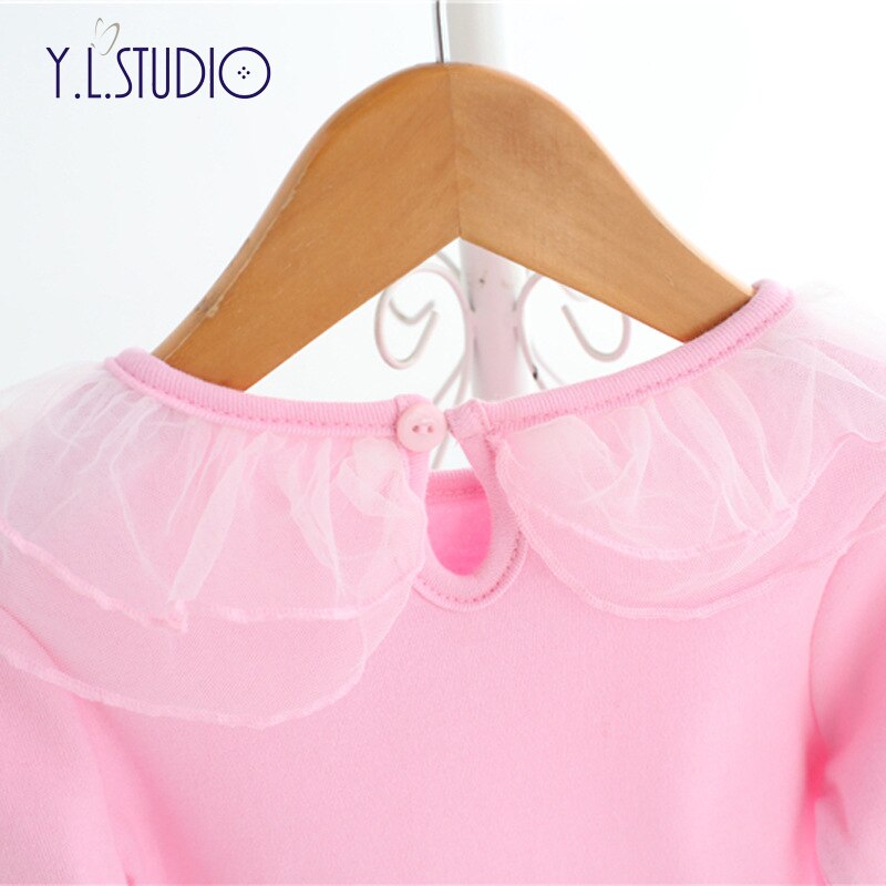 T-shirt en dentelle pour filles | Col à volants, maille avec ouverture au dos, doux, T-shirt anniversaire, vêtements pour enfants, vêtements de -né