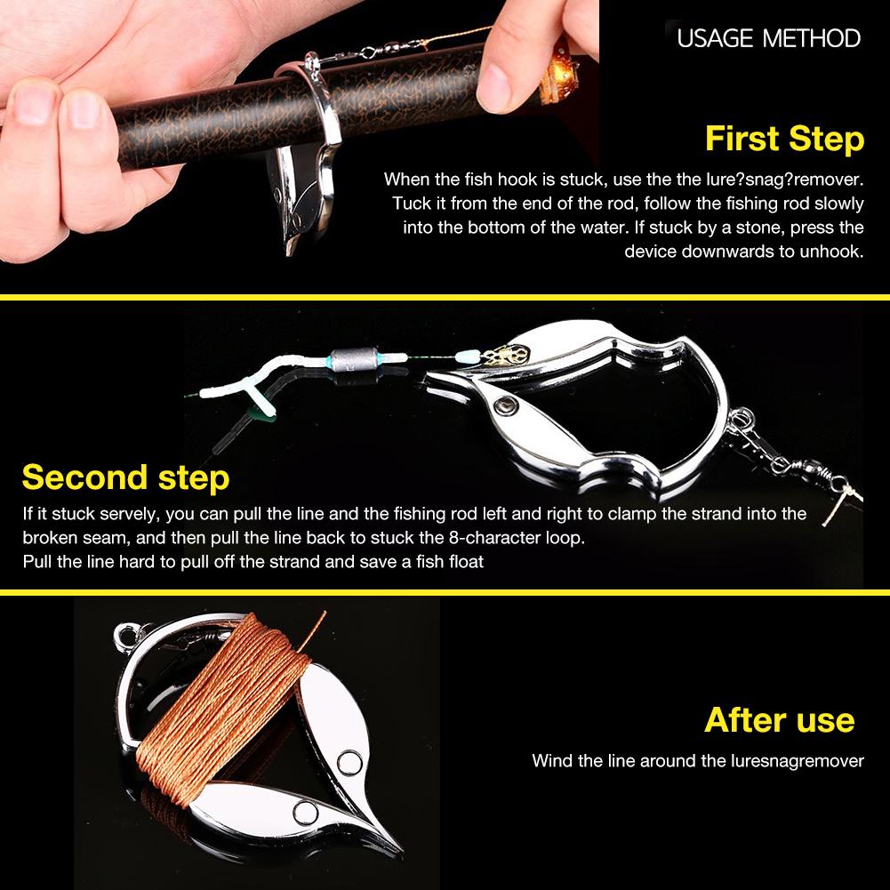 Lure Snag Remover Heavy Duty Fish Hook Remover Zinc Alloy Anti-rust Dehooker Fish Holder With Lanyard Lure Baits Remover
