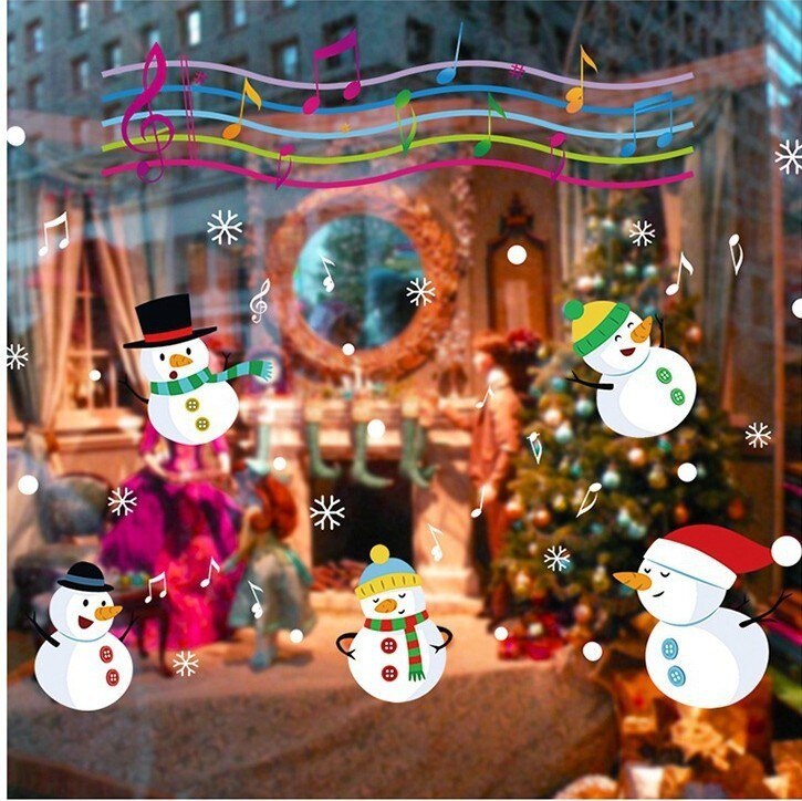 Kerst Winkel Vensterglas Decal Kinderkamer Decoratie Kerst Sneeuwpop Muursticker Xl838