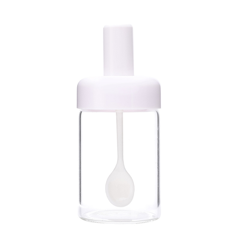 1 Pcs Caster Olie Pot Honing Spice Potten Zout Blikken Opslag Container Peper Kruiden Keuken Met Lepel/Borstel/stok En Deksel: spoon white