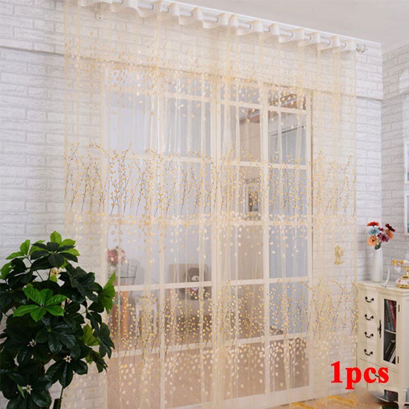 Cortina Simple y bonita para ventanas, persianas modernas de gasa, sombreado, 6 colores,: beige