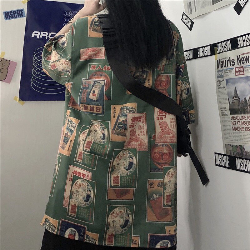 Women's Kawaii Alt Pullover Top – Vintage Graphic Print Short Sleeve Tee, Oversized Streetwear Aesthetic T-Shirt - View #3