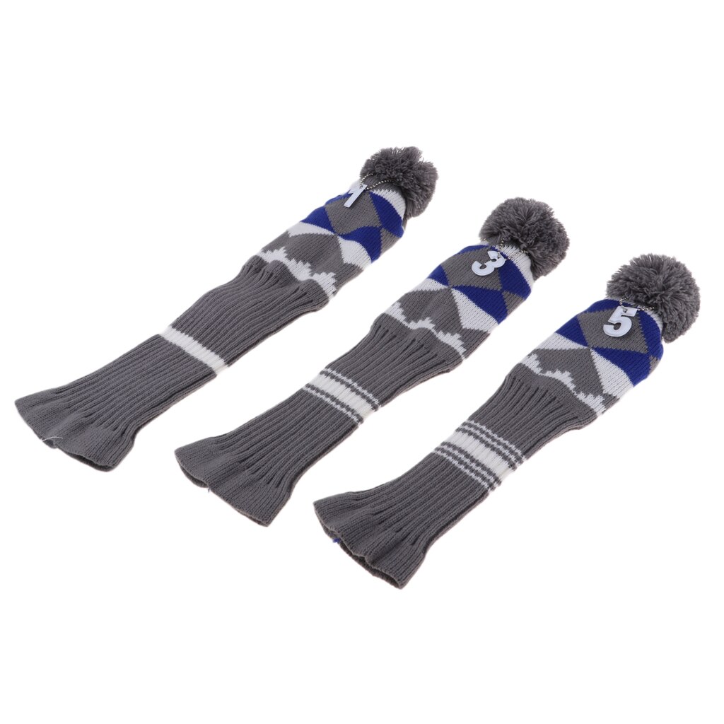 3Pcs Golf Club Driver Head Cover Pom Pom Golf Hoofd Covers Headcover Beschermhoes Geen. #1 #3 #5 Gebreide Sokken