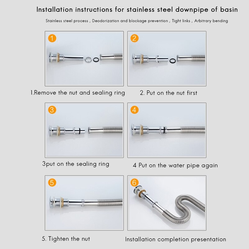 Stainless Steel Kitchen Sink Drain Pipe,For Sink Drain Sewer Floor Drain Kitchen Faucet Accessories