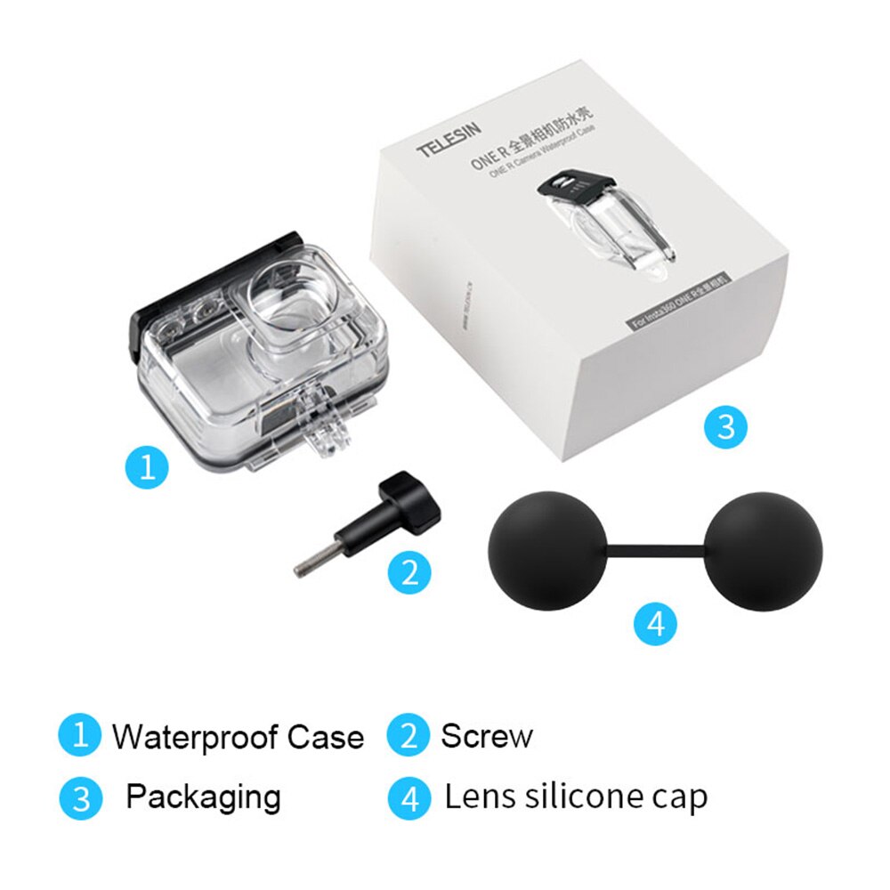 Funda carcasa subacuática TELESIN 45M, funda protectora resistente al agua para Insta360 ONE R 360 Edition, accesorios para cámara