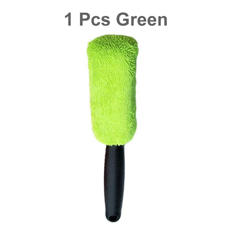 Bil mikrofiber hjulvask børste køretøj rengøringsbørste hjul fælge dækvask børste bilvask bil detaljer polering til en bil: 1 stk grøn