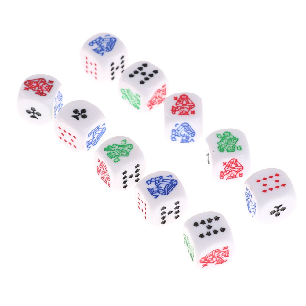 10 stycken 6/4 sidors pokertärningar för kasinopokerkortspel