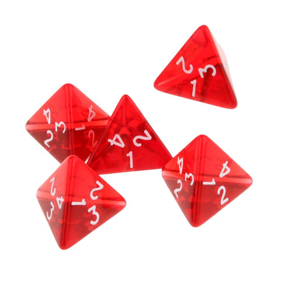 15Pc Red Dice Set D4 Four-sided Gem Dice 2cm 4-Die RPG Dice Dice Player Accs
