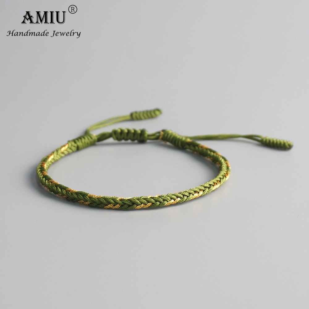 AMIU-Pulseras budistas tibetanas multicolores para mujer y hombre, brazaletes hechos a mano de nudos, cuerda de macramé, pulsera de la suerte