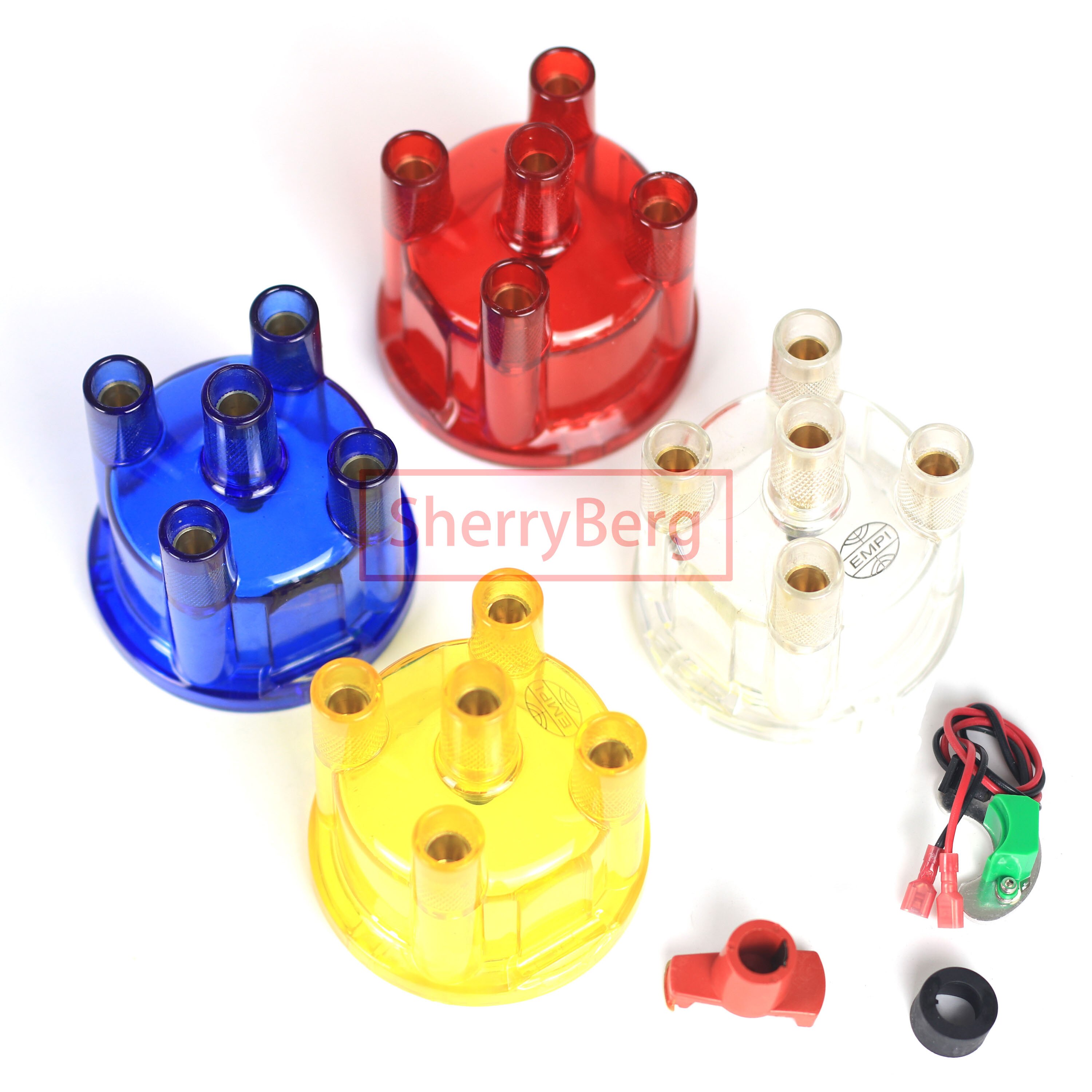 SherryBerg DISTRIBUTOR CAP for EMPI Red/Blue/White/Yellow + Rotor +009 Electrical IGNITION KIT to Fit for Most Bosch 4 cylinder