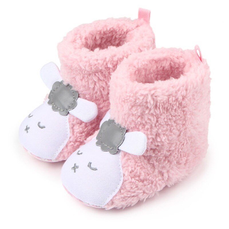 Baby winter warme fleece laarsjes schattige cartoon dieren stijl sneeuwlaarzen antislip peuter eerste stappers