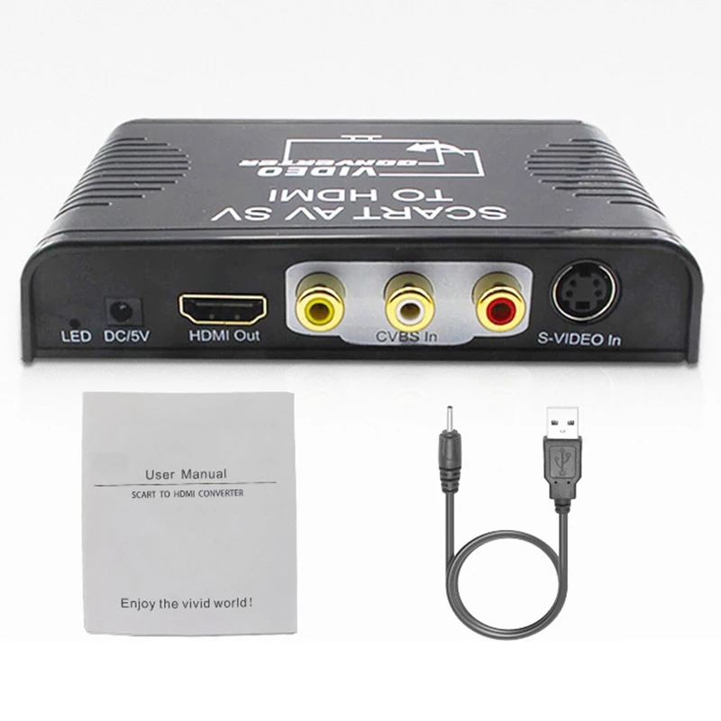 Av Scart Hdmi Converter 3-In-1 S-Video Composiet Av Scart Naar Hdmi Converter Switcher S-Video + Rca + Scart Naar Hdmi Out