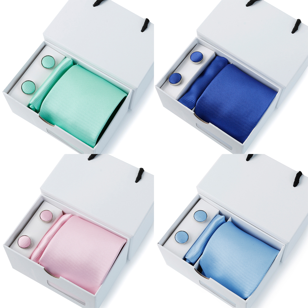 HUISHI männer 7,5 cm Krawatten einstellen Formale Luxus Bussiness Krawatte Krawatten Tasche Platz Manschettenknöpfe Weiß Kasten Hochzeit Für mann