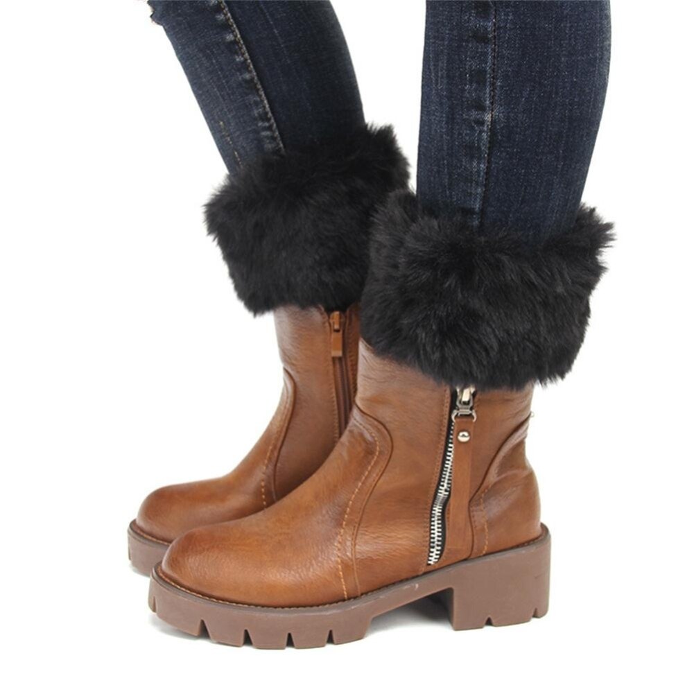 Socks Winter Women Leg Warmers Warm Faux Fur Crochet Knit Leg Warmers Boot Socks Toppers Cuffs For Female Women GIrl