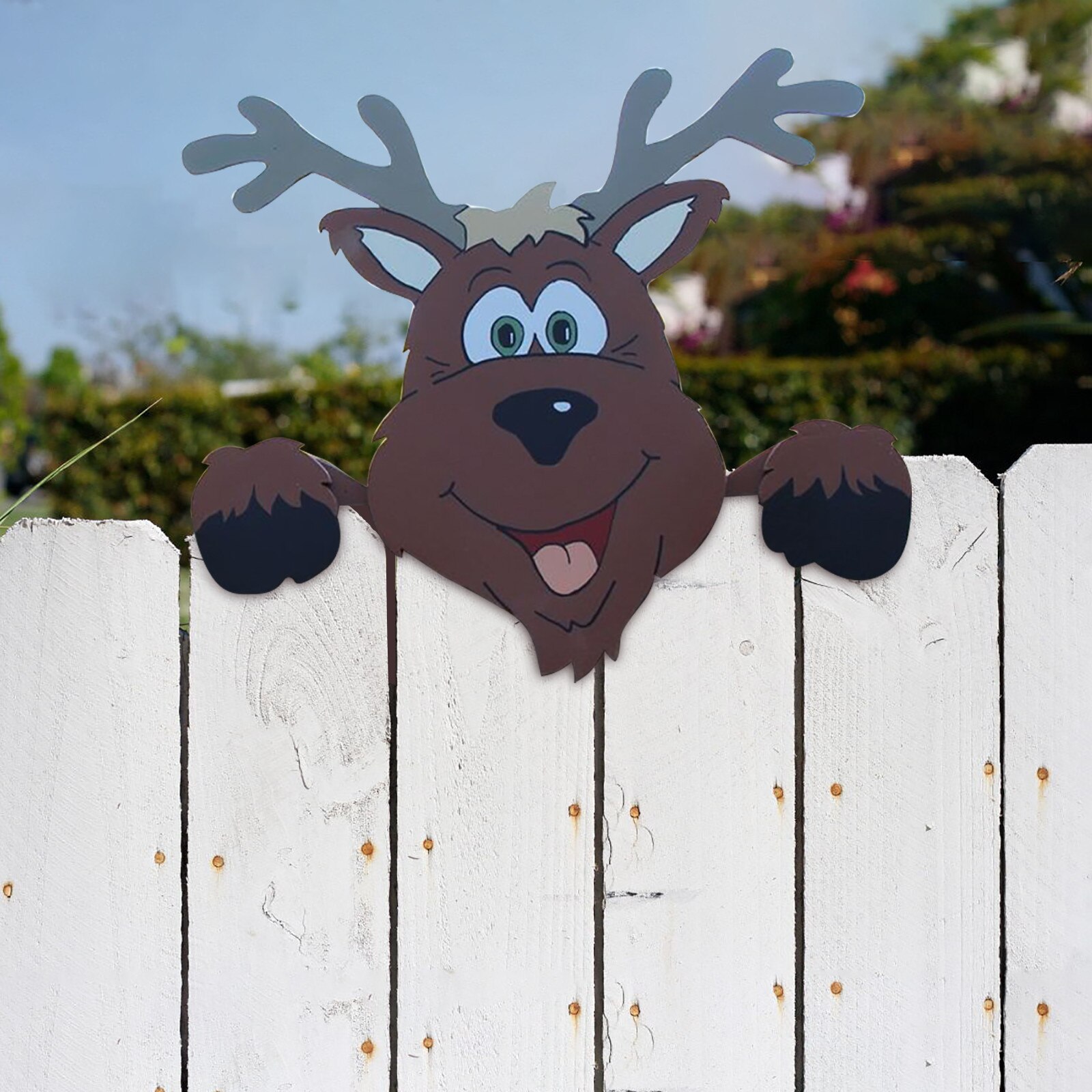 4# Animal Fence Peeker Christmas Decoration Outdoor Festivity The Occasion Decorative Stakes Wind Spinners Garden Decoration