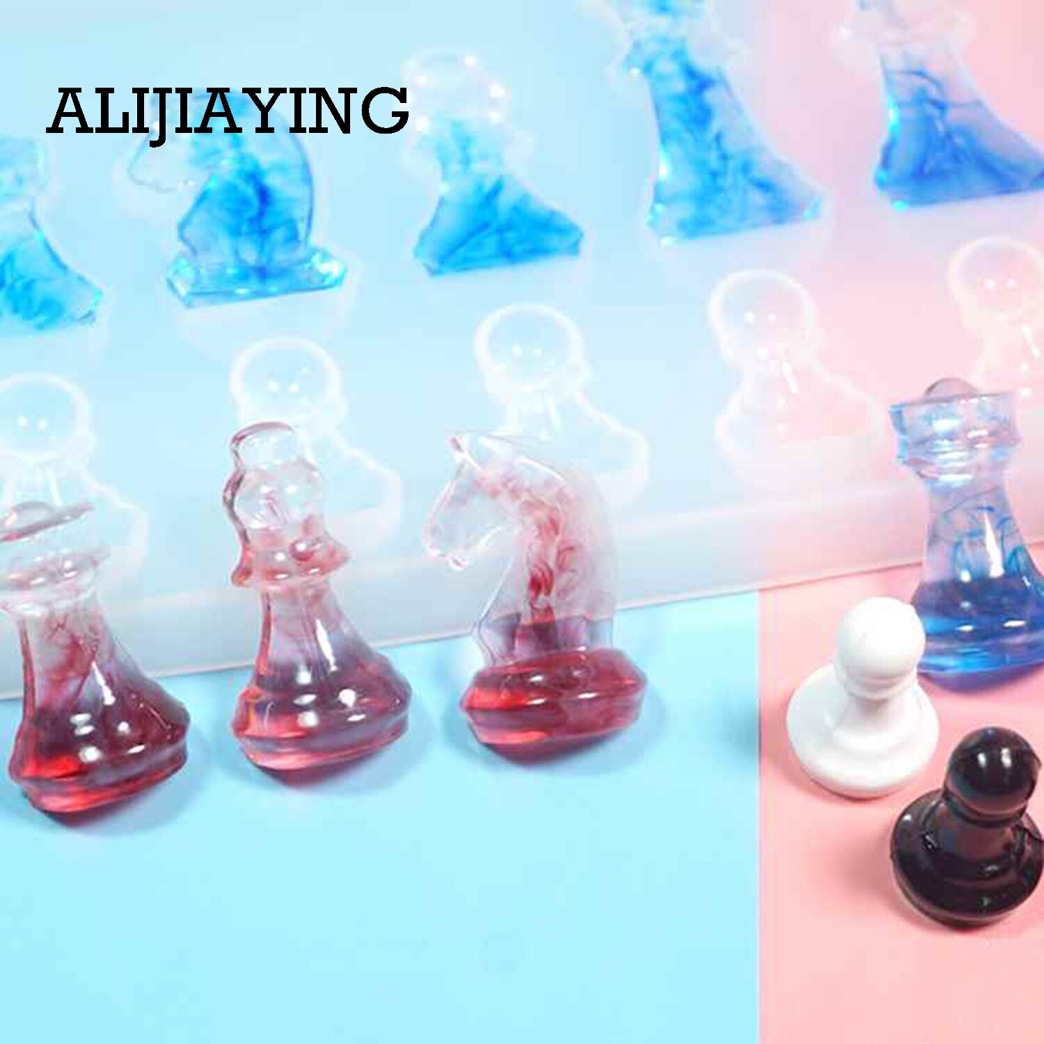 Molde De Silicona Para Tablero De Ajedrez Y 16 Fichas | Set Completo De 17 Piezas | Resina Y Manualidades | Regalo Creativo