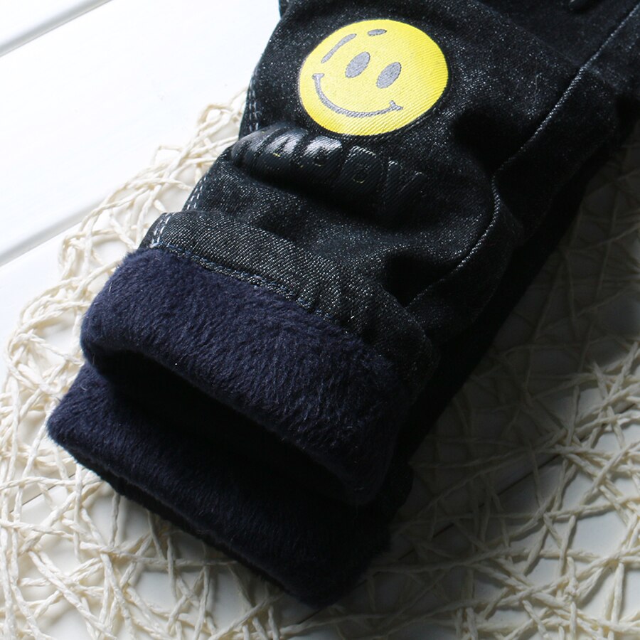 Vinter tyk varme drenge jeans sort børnetøj baby dreng termo denim bukser til børn 1-5 år db -b02