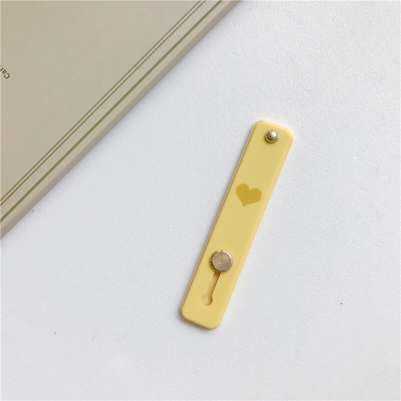 1 pz Candy color cuore custodia per cellulare staffa supporto per cinturino da polso push stretch cinturino da polso in silicone supporto per impugnatura per dito: Yellow -heart