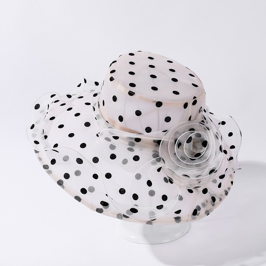 Cokk Zomer Hoeden Voor Vrouwen Mode Dot Patroon Grote Grote Kant Garen Rand Zonnescherm Zonnehoed Ademend Opvouwbare Gorro 2022: beige