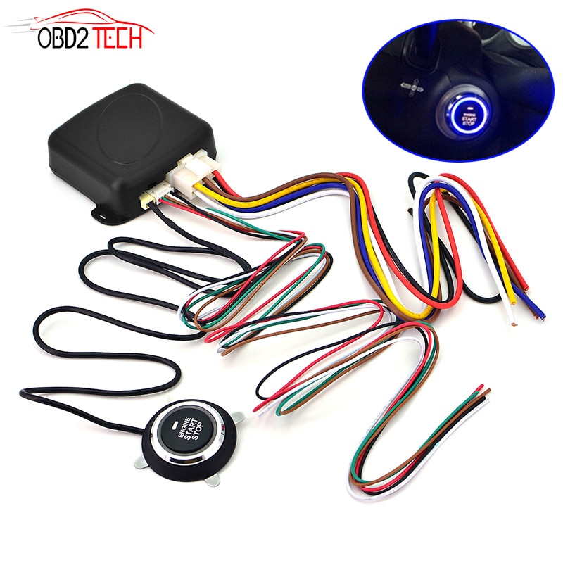Auto Car Anti-theft System Alarm Engine Starline Push Button One Start Stop RFID Lock Ignition Switch Keyless Entry System