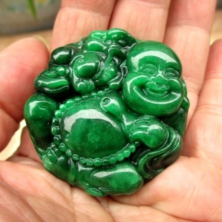 Naturale Verde Smeraldo Giada Maitreya Buddha Pendente Della Collana di Modo Accessori Dei Monili di Fascino Intagliato Amuleto Regali per le Donne Degli Uomini