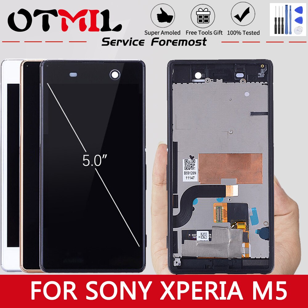 5.0 "Originele Voor Sony Xperia M5 Lcd Touch Screen Met Frame Digitizer Vergadering Voor Sony Xperia M5 Display E5603 e5606 E5653 Lcd