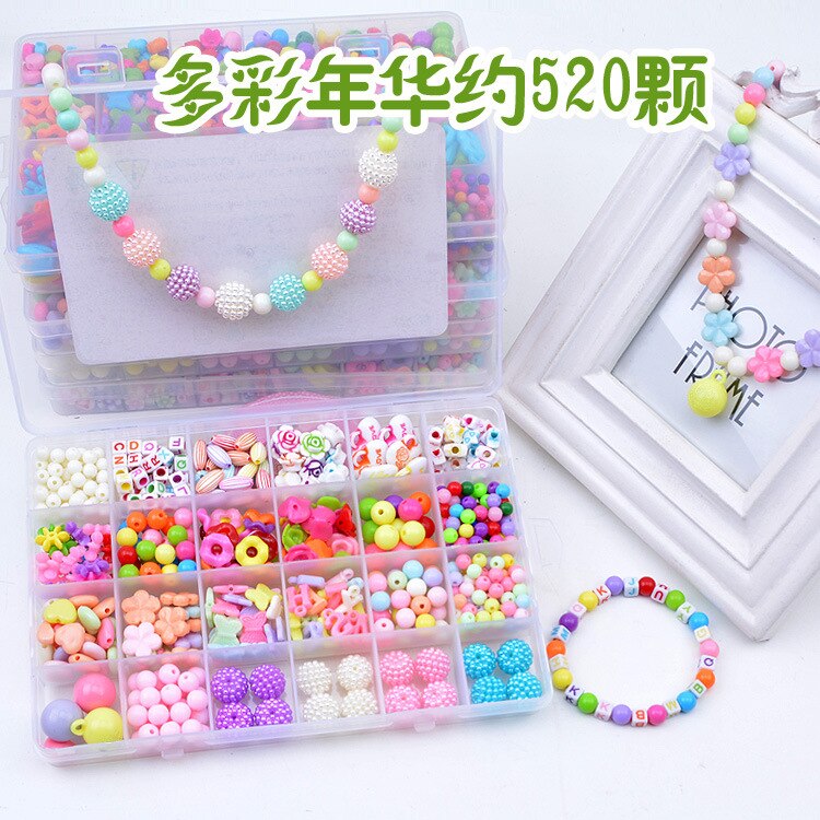 580 st 24 rutnät barn pyssel pärlor flickor plast pop pärlor för barn pyssel leksaker flickor diy smycken leksaker halsband armband pannband kit: 004