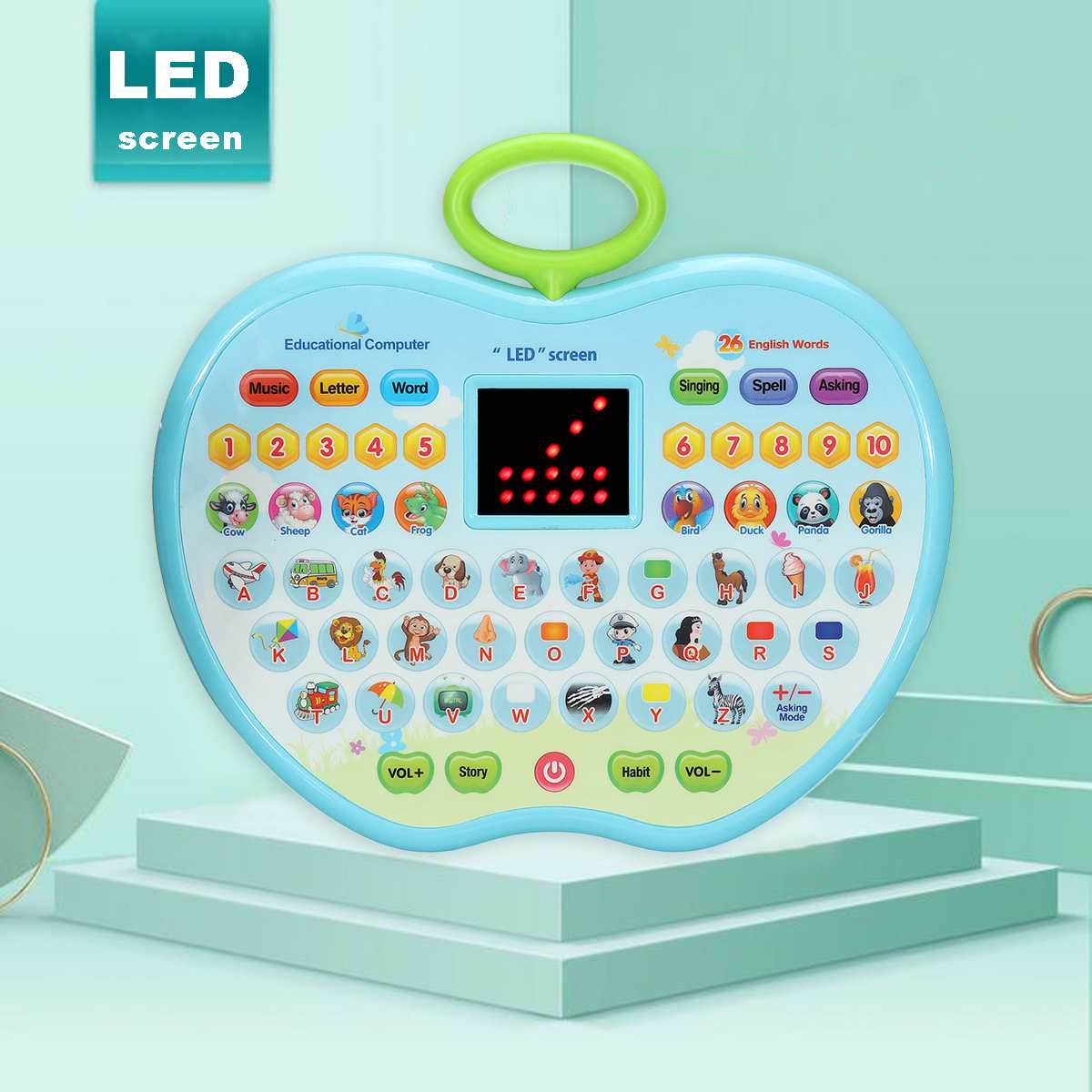 Kinderen Led Screen Leren Machine Kinderen Speelgoed Multifunctionele Educatief Laptop Draagbare Leren Tablet Educatief Speelgoed Voor Kid
