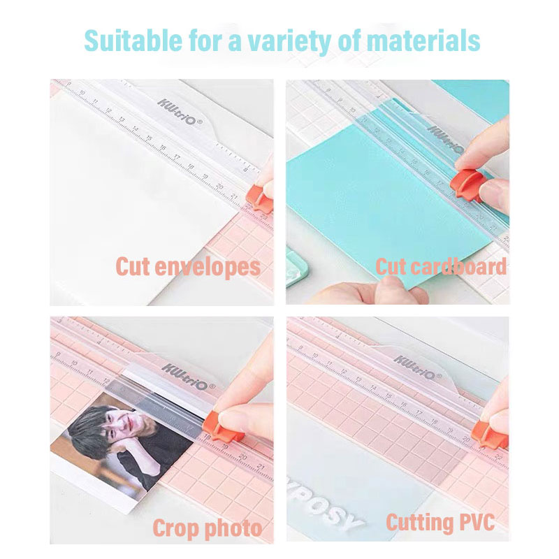 1PC Paper Cutter Portable Cutter Paper Slicer Scrapbooking Tool with Automatic Safety Protection Device and Side Ruler