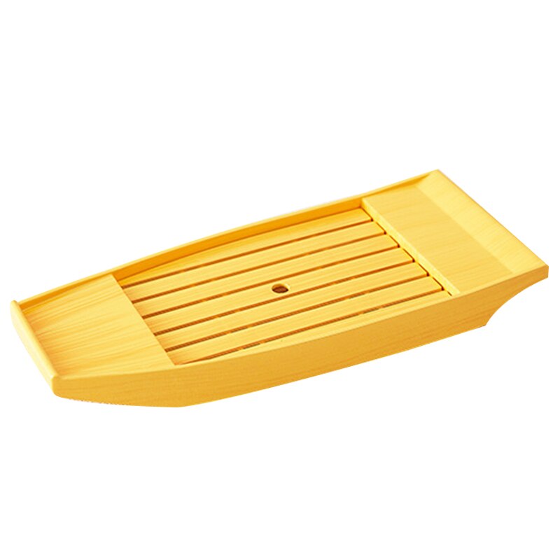 ABS Imitation Bamboo and Wood Dragon Boat Container Dragon Boat Sashimi Boat Dry Ice Boat Sushi Boat Sushi Container(Yellow): Default Title