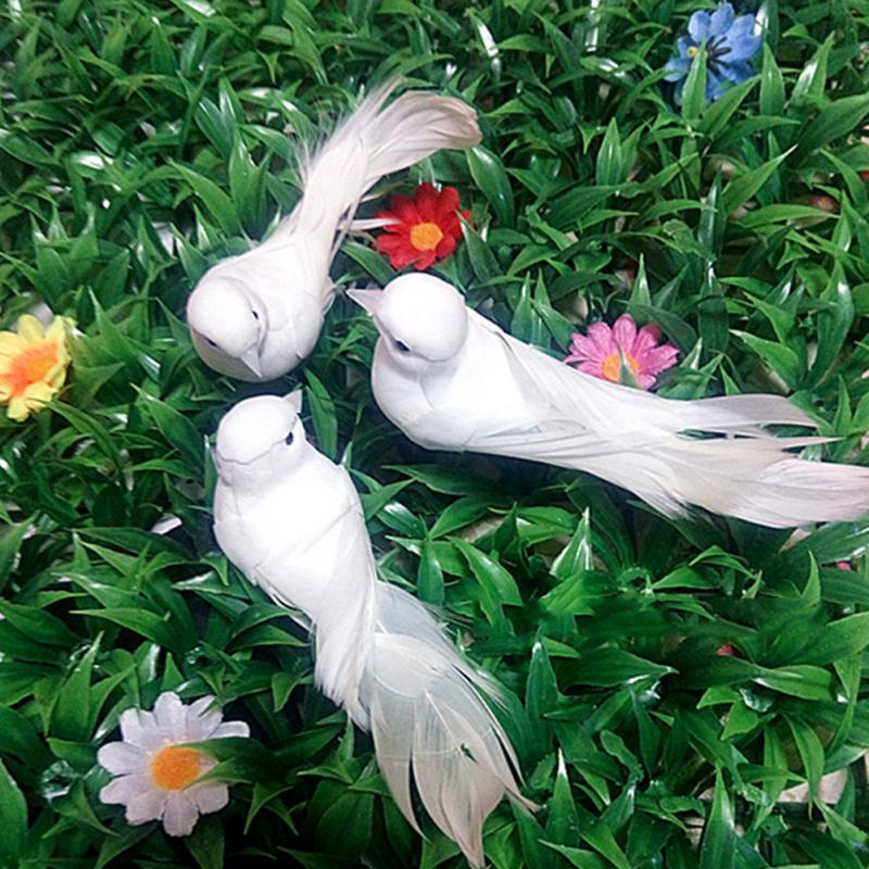 Kunstmatige Witte Duif Plastic Veer Liefde Vrede Duiven Vogel Simulatie Beeldjes Thuis Tafel Tuin Opknoping Decoraties