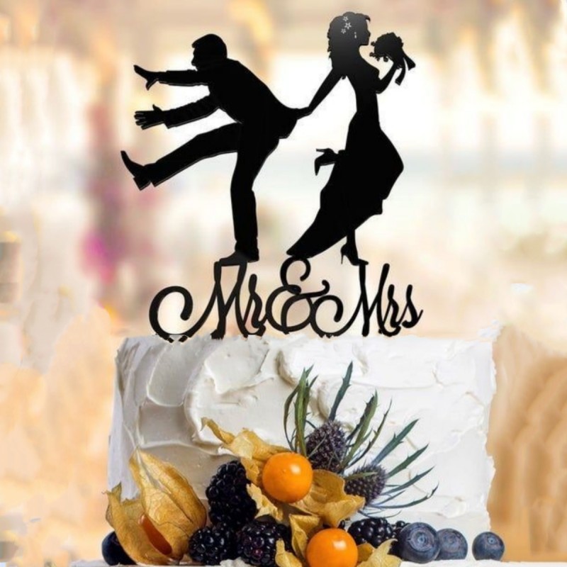 Ins 15 tyyliä herra ja rouva hääjuhlakakun koriste musta akryyli hääkohtaus kakkutarvikkeet hääjuhlakakun koristeluun: Beige