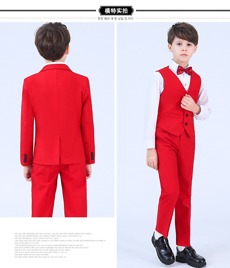 Blazer rouge pour garçons, costume de mariage, de bal, de smoking, pour enfants,