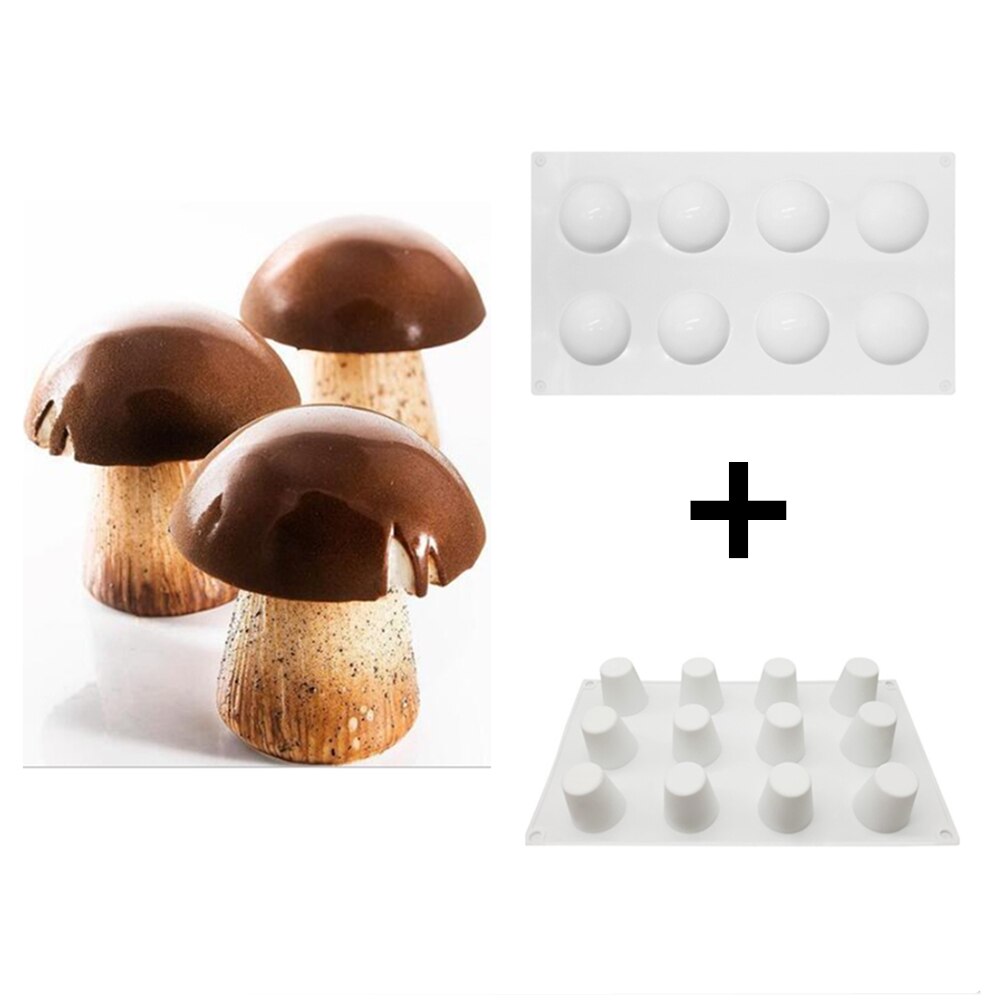 6/8 cavités champignon forme ensemble Silicone moule demi rond gâteau moule cône Silicone moule gâteau décoration outils gâteau outils: B