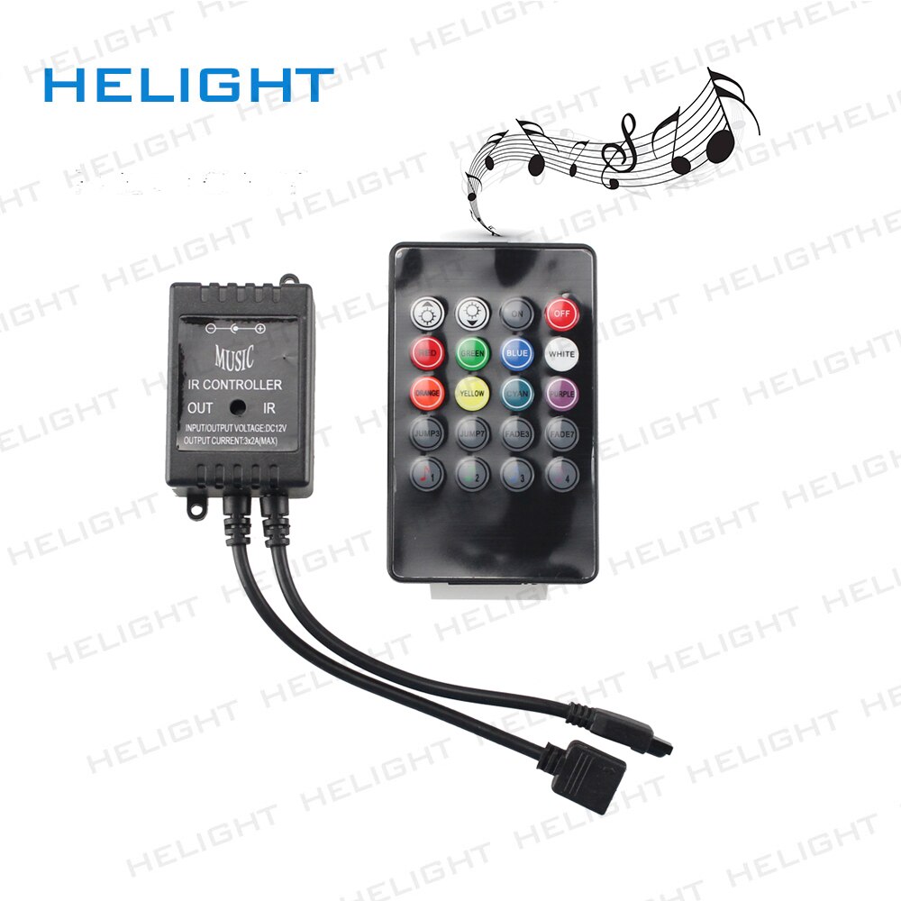 Ir 20key Rgb Muziek Controller DC12V-24V Gemeenschappelijke Anode Ir Remote Controllers Voor Led Strip Verlichting