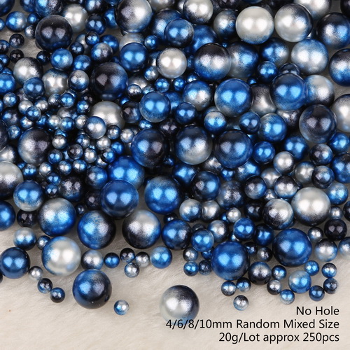 4/6/8/10mm multi størrelse 250 stk / lotoption om tilfældig blanding farve ingen huller perler runde perler til diy dekoration: Sort mørkeblå