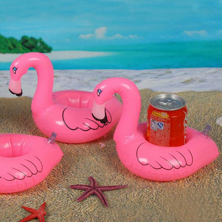10 st / mycket flamingo dryck burkhållare uppblåsbar pool strand spränga flytande leksaksfest