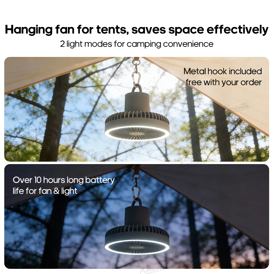Ventilador de Camping de 10000mAh y 4000mAh, circulador portátil de escritorio recargable, ventilador eléctrico de techo inalámbrico con iluminación LED de Banco de energía