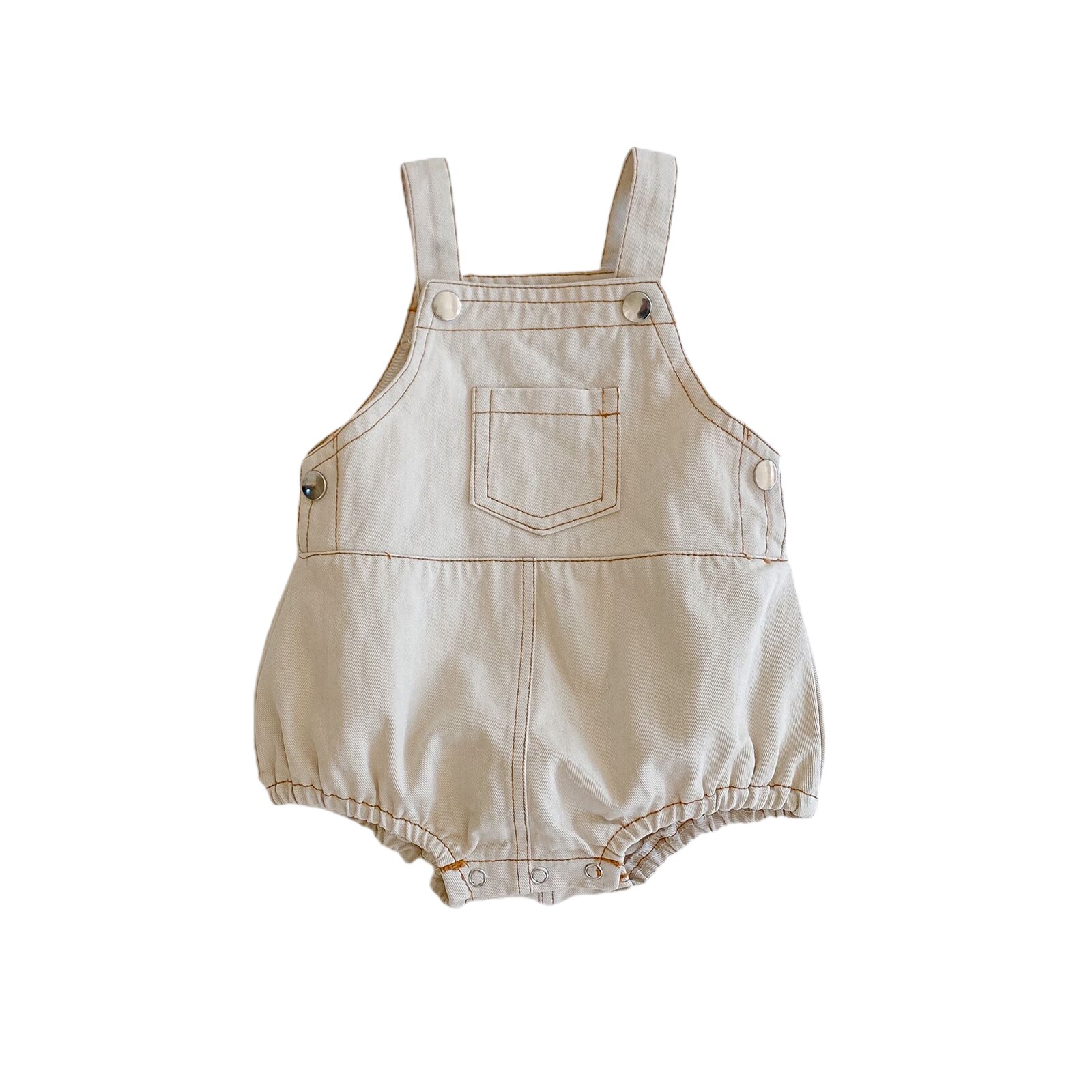 Peuter Baby Jongens Meisjes Denim Romper Baby Solid Casual Speelpakje Mouwloze Met Pocket Pasgeboren Kinderen Zomer Jumpsuit Clothings: Beige / 18m