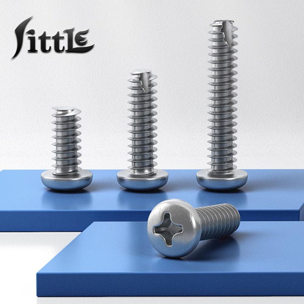 Tornillos autorroscantes de cola plana de cabeza redonda cruzada de acero inoxidable 304, Perno pequeño de cabeza plana M1 M1.2 M1.4 M1.7 M2 M2.2 M2.6 M3 M3.5