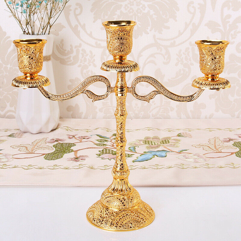 1 Uds Metal 3/5 brazos MESA DE BODA candelabro para velas en casa portavelas: Three heads