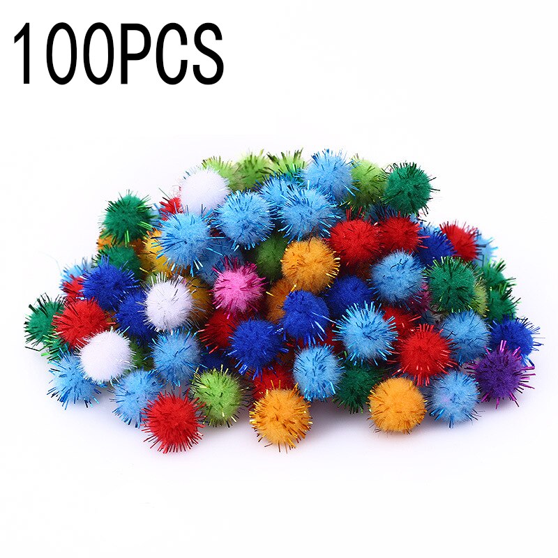 100pz 15mm palline glitterate colorate pompon palle pelose bambini forniture artigianali fai-da-te materiali decorativi creativi fatti a mano pom poms: Default Title