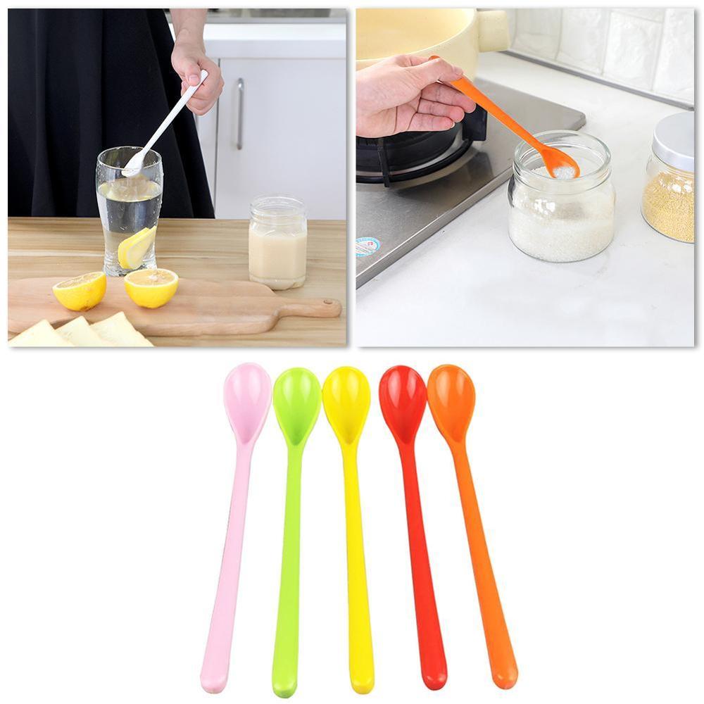 1PC Long Handle Salad Food Mixing Stirring Spoon Rice Tea Spoon Cooking Coffee Soup Tool Mixing Kitchen Dessert N9V7