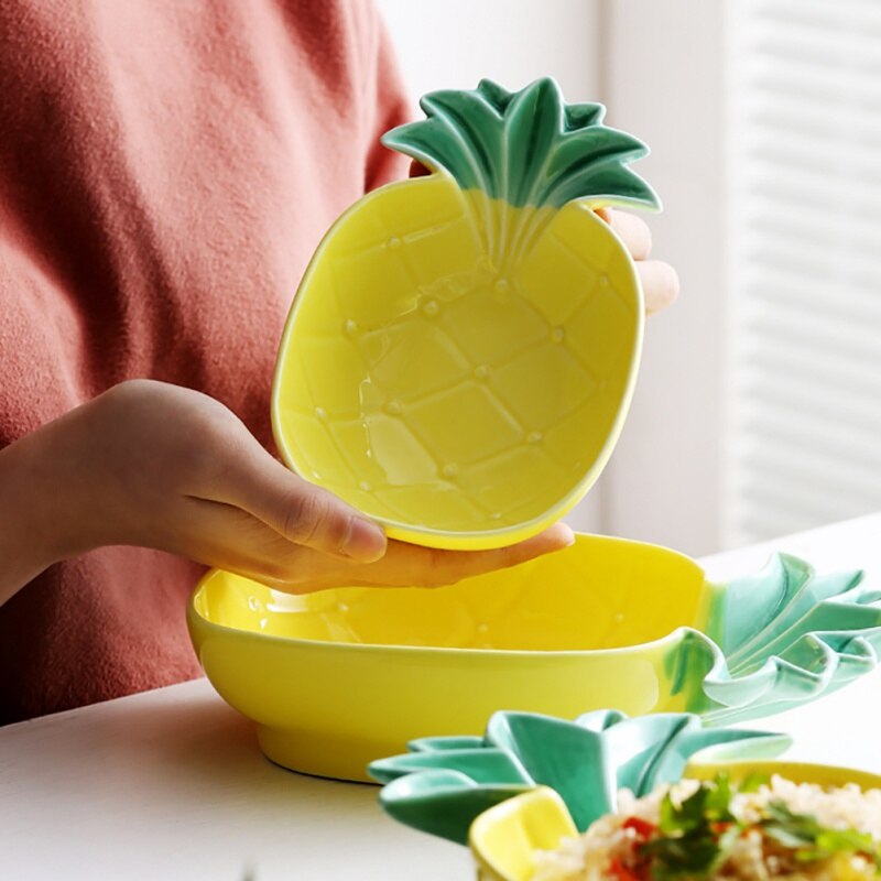 Ménage nouveauté ananas forme assiette en céramique Dessert aux fruits concis assiette à pâtisserie