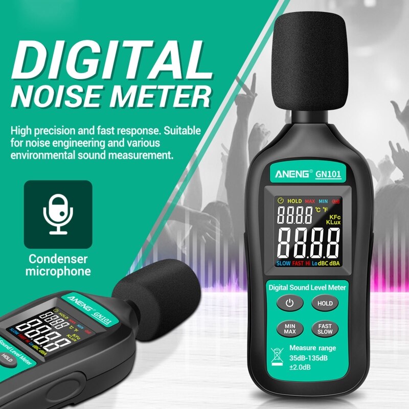 GN101 mesure numérique du sonomètre 35-135 db sonomètre Intelligent décibel moniteur enregistreur outil de Diagnostic